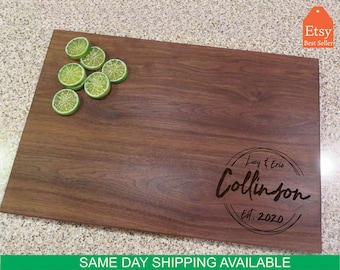 Personalized cutting board or charcuterie board with couples names. Wedding gift. Housewarming gift. Personalized gifts.