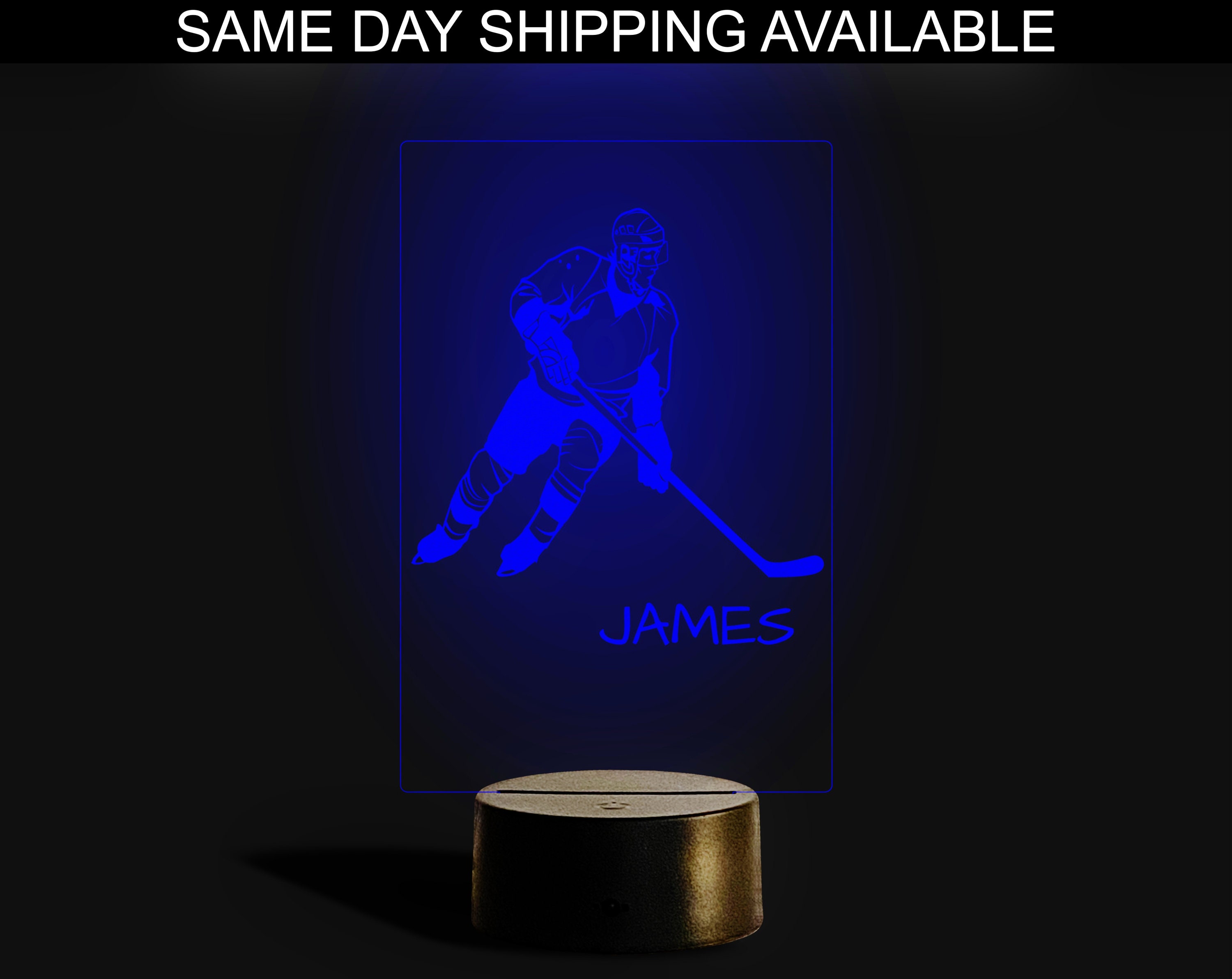 Hockey player LED night light for kids and teens. Personalized Etsy