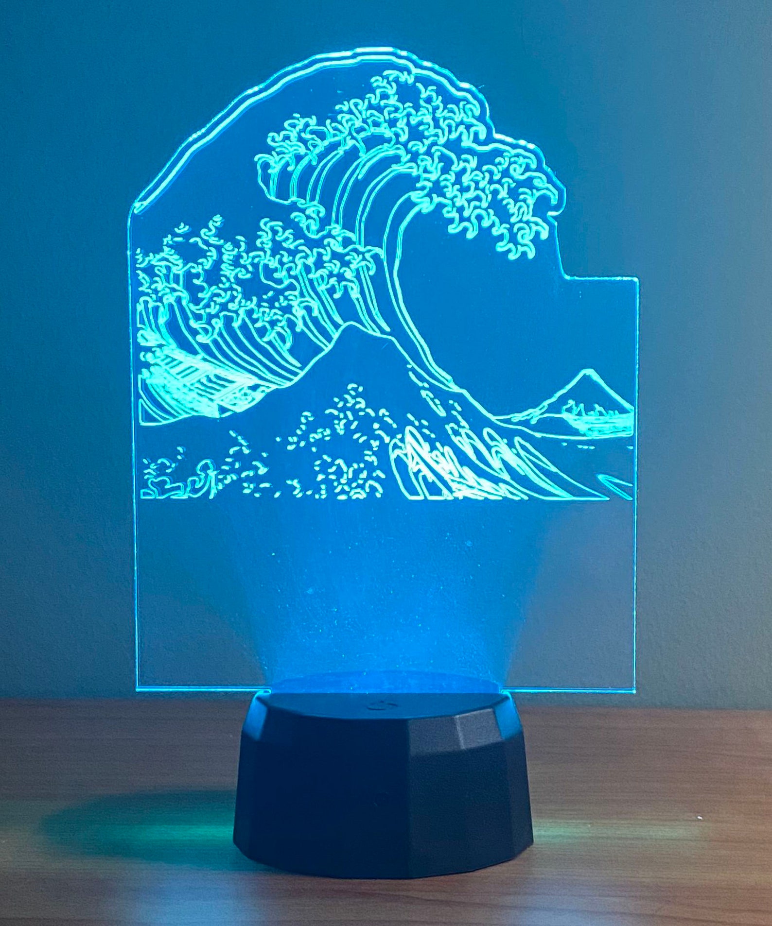 Great Wave LED night light. Personalized LED lamp. LED sign. Etsy