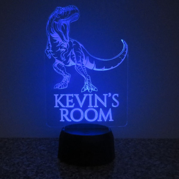 T rex Dinosaur night light. LED neon sign. Room decor aesthetic. Custom night light. Birthday gifts for kids. Personalized gifts.