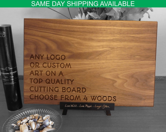 Personalized cutting board or charcuterie board with your logo or art. Wedding gift. Housewarming gift. Personalized gifts.
