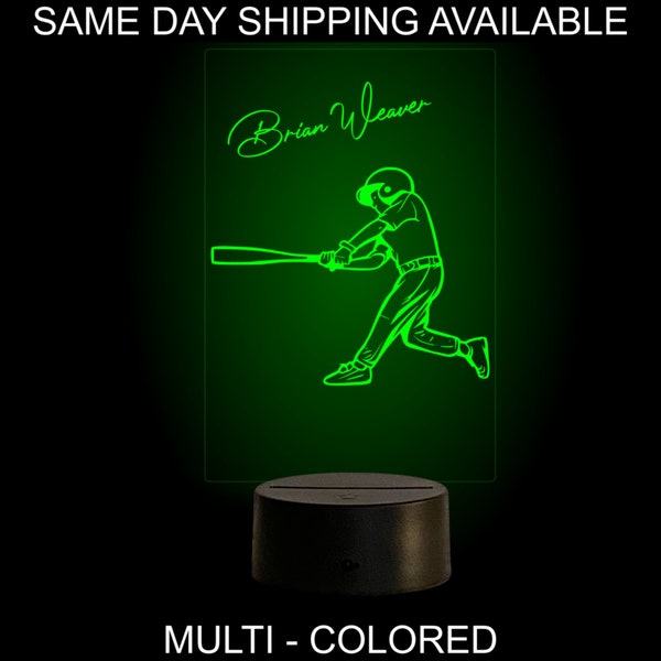Baseball LED night light for kids and teens. Award or trophy. Personalized LED lamp. LED sign. Remote control.  Personalized gifts.