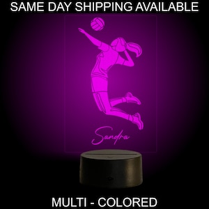 Volleyball girl LED night light for kids and teens. Award or trophy. Personalized LED lamp. LED sign. Remote control. Personalized gifts.