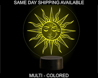 Sun and Moon LED night light. LED lamp. LED sign. Remote control. Birthday gifts for kids. Personalized gifts.