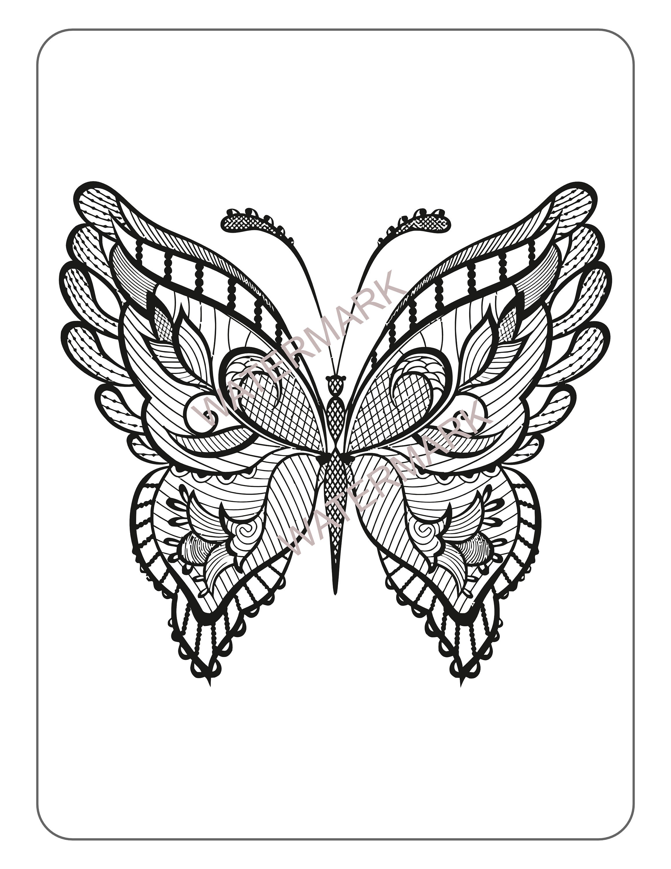 20 Beautiful Zentangle Butterfly Coloring Pages Digital And | Etsy