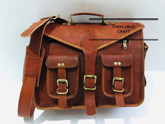 Leather Laptop Messenger Bag Vintage Briefcase Satchel for Men and Women-  16