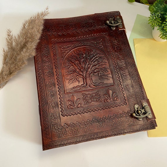Leather Journal Notebook - Rustic Handmade Vintage Leather Bound Journals  for Men and Women - Leather Craft Unlined Paper 300 Pages, Leather Book