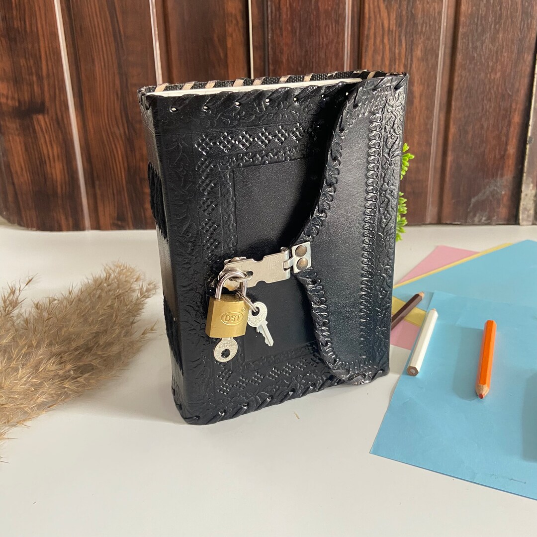 Personalized Leather Journal, Lock & Key Leather Journal, Leather