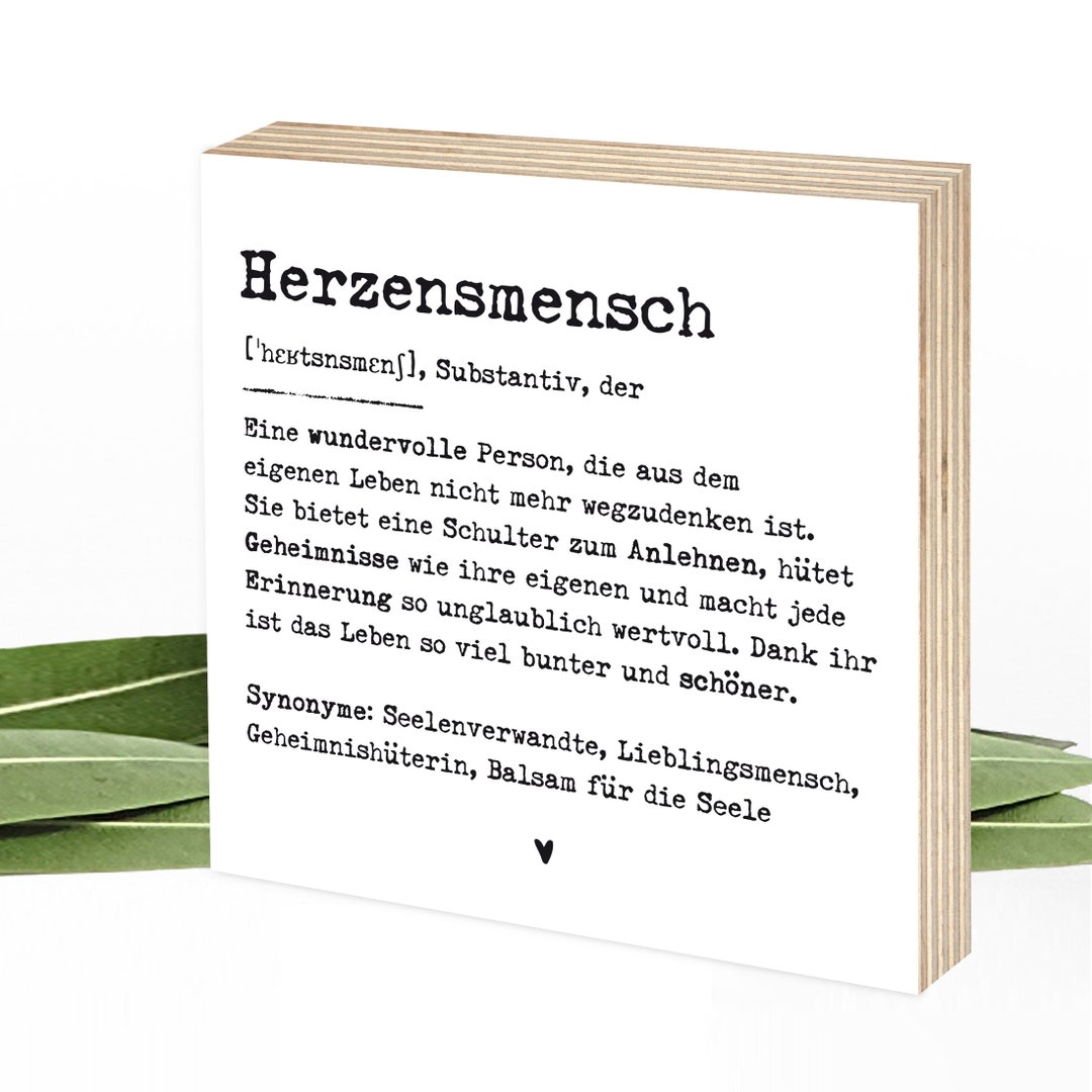 Geschenk beste Freundin Holzbild Definition Herzensmensch zum
