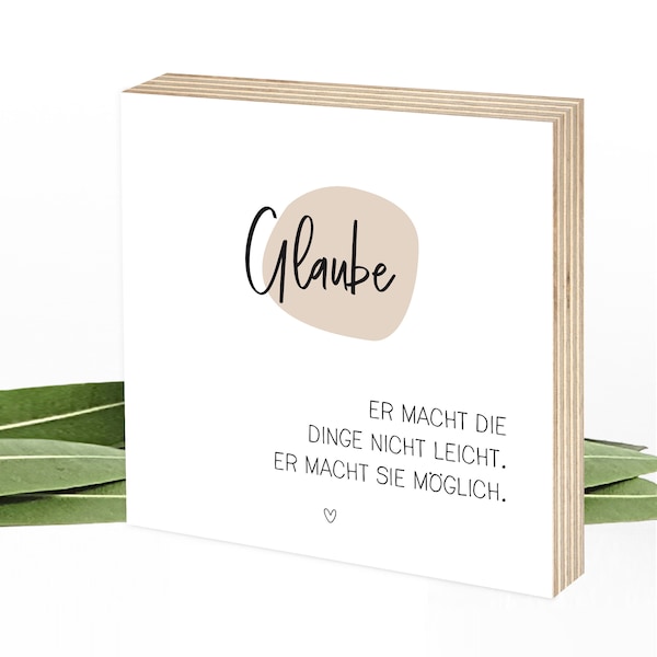 Bibelvers Bibelspruch Geschenk Glaube Taufe Holzbild zum Hinstellen & Aufhängen - Spruch Jesus, Wunderpixel® Holzschilder 15x15x2cm, Glaube