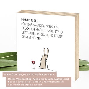 Holzschild mit positiven Glaubenssätzen und Affirmationen für Kinder zum Hinstellen & Aufhängen Wunderpixel® Holzbild 15x15x2cm, Hase Bild 10