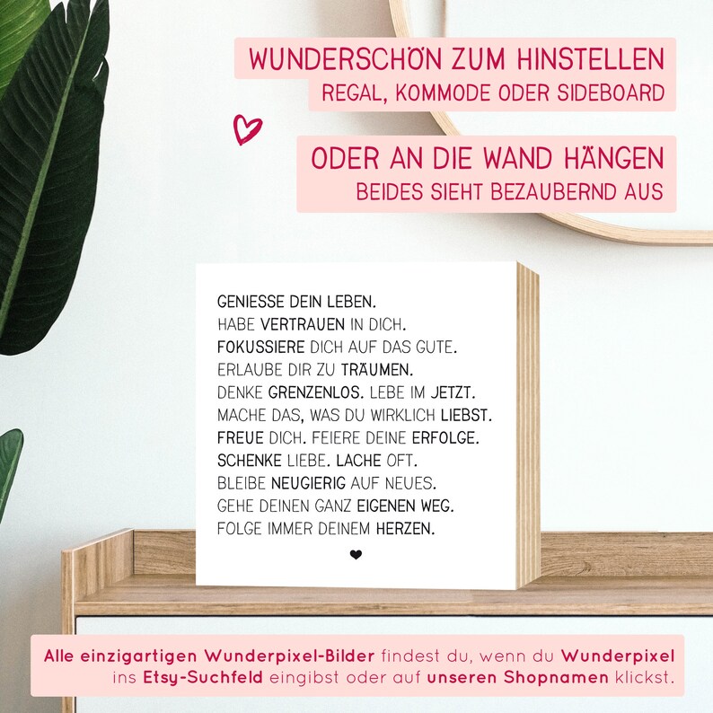 Holzbild Holzschild Holzdeko Genieße dein Leben Spruch Etsy