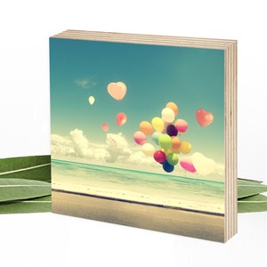 Wunderpixel® Lebensfreude Holzbild Deko, zum Hinstellen & Aufhängen - Sprüche auf Holz, Holzschilder mit Foto 15x15x2cm