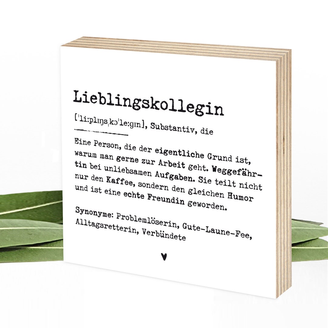 Geschenk Kollegin Definition Lieblingskollegin Holzbild mit Spruch zum