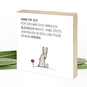 Holzschild mit positiven Glaubenssätzen und Affirmationen für Kinder zum Hinstellen & Aufhängen Wunderpixel® Holzbild 15x15x2cm, Hase Bild 1