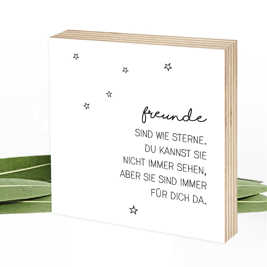 Geschenk beste Freundin Holzbild Freunde sind wie Sterne zum Hinstellen