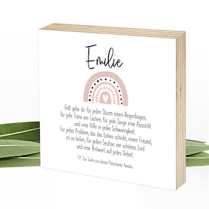 Personalized baptism saying with name and dedication gift wooden picture pink - blessing saying with name - wooden signs by Wunderpixel® 15x15x2cm