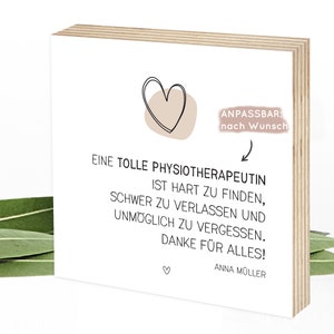 Geschenk Therapeutin personalisiert, auch für Arzt, Logopädin etc - Dankeschön Holzbild, zum Hinstellen & Aufhängen - Wunderpixel® 15x15x2cm
