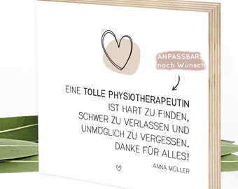 Geschenk Therapeutin personalisiert, auch für Arzt, Logopädin etc - Dankeschön Holzbild, zum Hinstellen & Aufhängen - Wunderpixel® 15x15x2cm