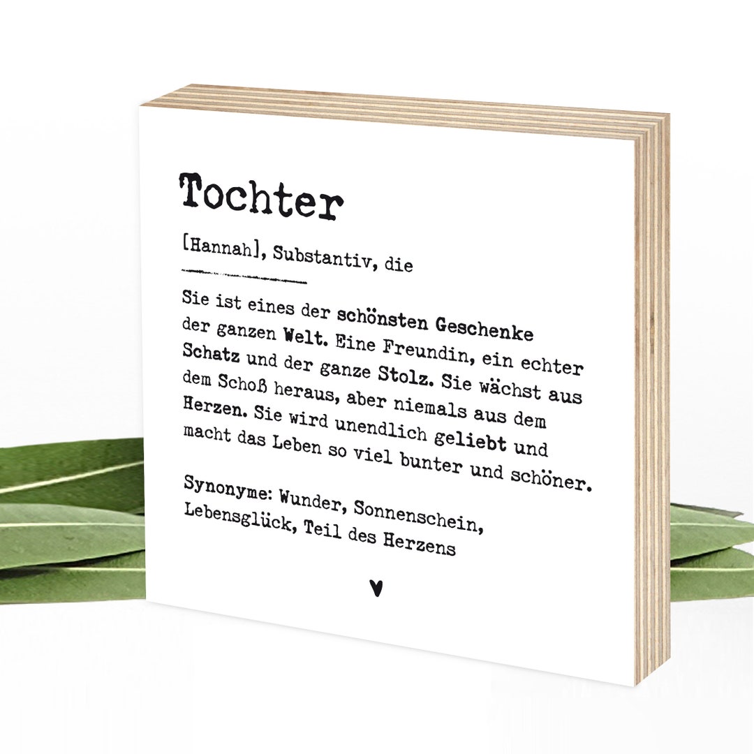 Definition Tochter Geschenk personalisiert, Holzbild, zum Hinstellen
