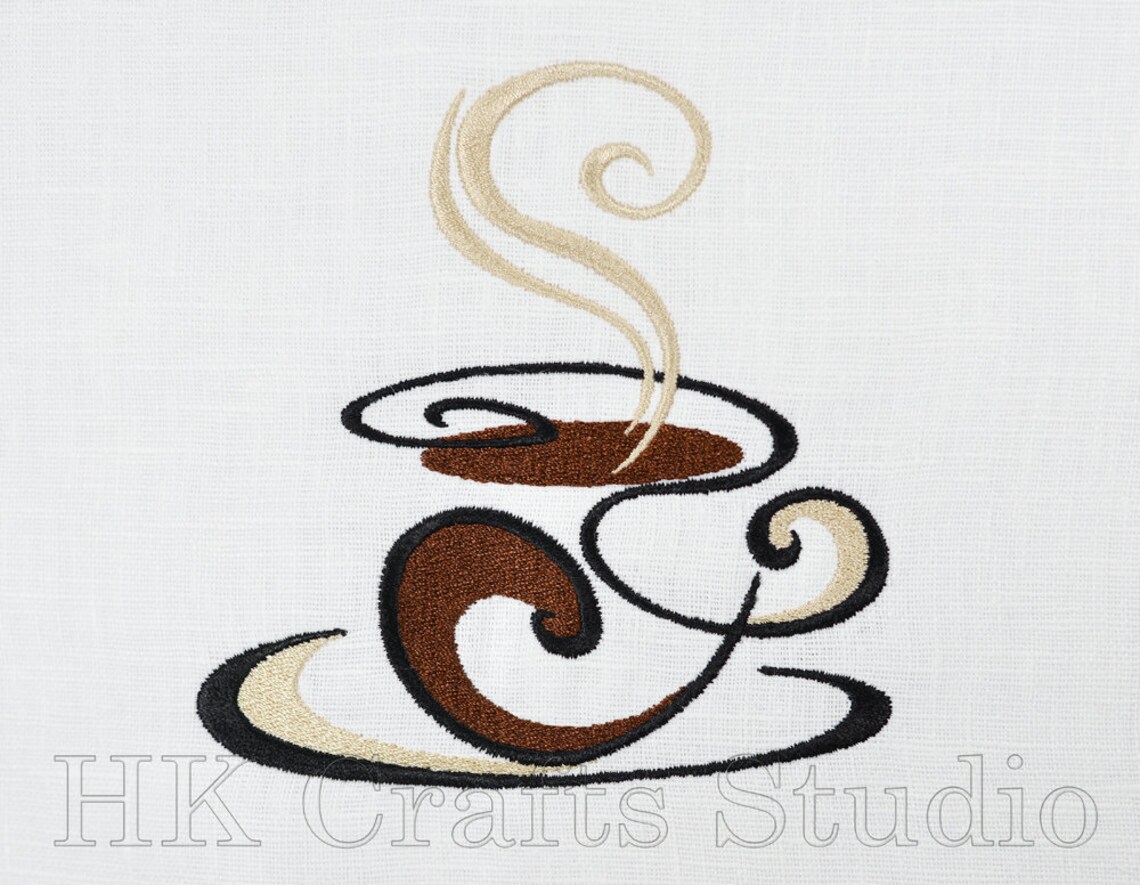 Coffee Cup Machine Embroidery Design. Coffee Cup Embroidery Etsy