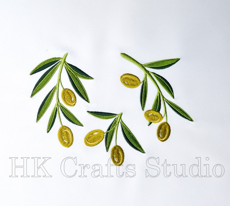 Green Olive Branches Machine Embroidery Designs set 3 sizes. Etsy