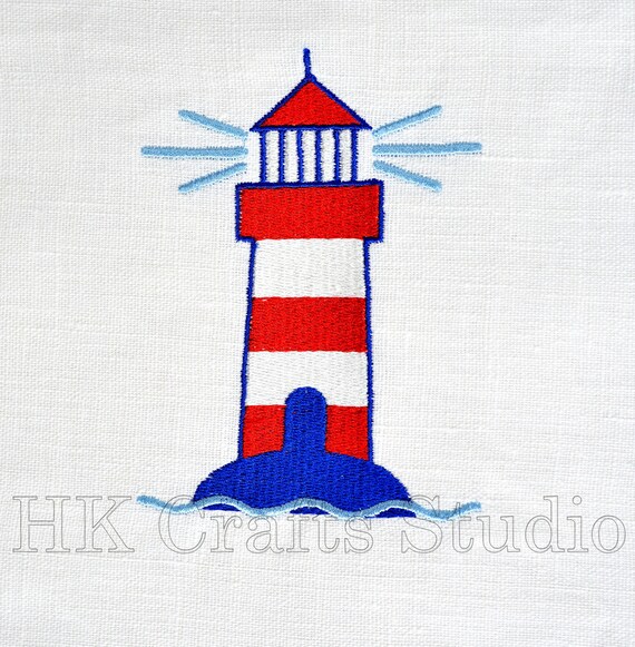 Lighthouse Machine Embroidery Design 3 Sizes. Light Station Etsy