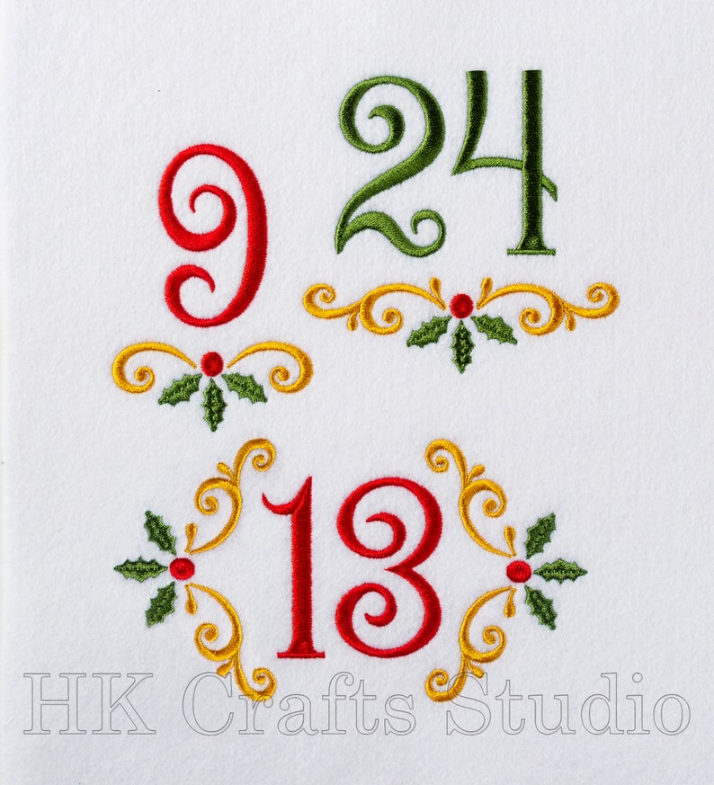 Numbers Machine Embroidery Designs 3 sizes. Christmas Etsy
