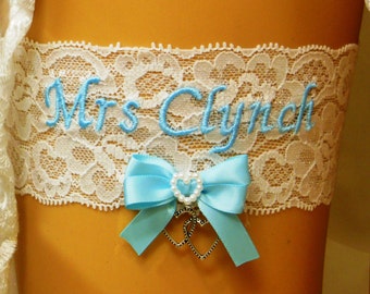 red// hot pink..28 colours! Personalised wedding garter//hen night //royal blue