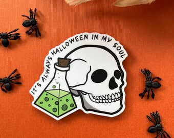 Spooky Soul Halloween Sticker | Skull & Potion, Waterproof Decal Always Halloween