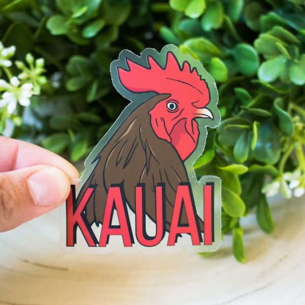 Kauai Rooster | Clear Sticker | Hawaiian Sticker | Kauai Laptop Sticker | Hydro Flask Sticker