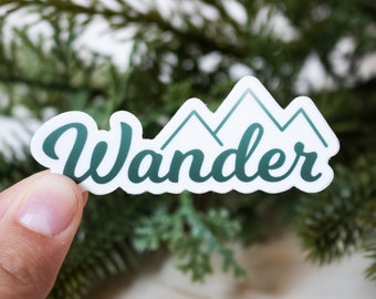 Wander Sticker - Waterproof Vinyl, Mountain Design