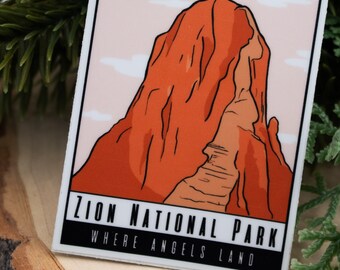 Zion National Park Sticker | Angels Landing Hike, Utah Travel Art, Waterproof and Dishwasher Safe