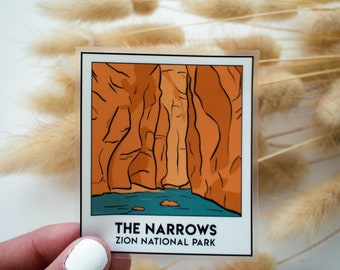 The Narrows Snapshot | Zion National Park Clear Sticker | hike, Utah mighty Five, canyoneering