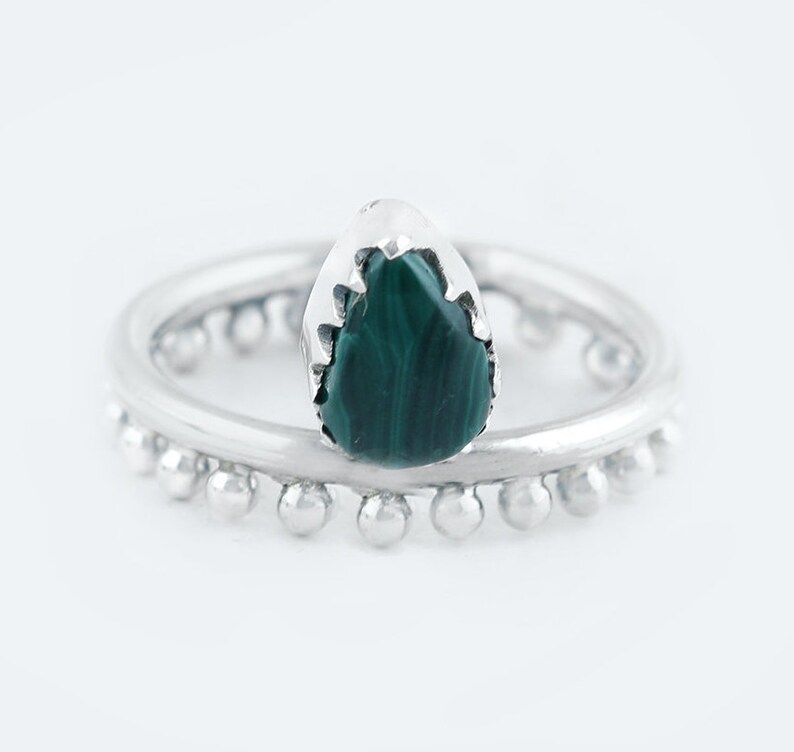 Malachite ring gift for her malachite gemstone healing stone handmade ring healing stone sterling silver ring