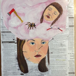Bad side effects of Seroquel, nightmares, Frida Kahlo style, leaflet, collage