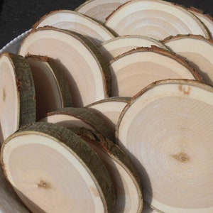 Könnte beinhalten: Eine Schüssel gefüllt mit natürlichen Holzscheiben, jede mit einem einzigartigen Maserungsmuster und einer hellbraunen Farbe. Die Holzscheiben sind kreisförmig angeordnet und bilden ein optisch ansprechendes Display.