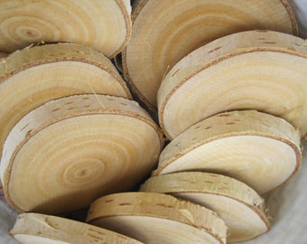 15 x birch wood discs, wooden discs, branch discs, wedding decoration craft