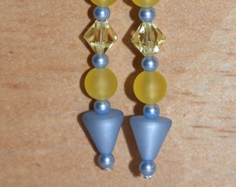 Ohrringe Ohrhänger 925er Silber Polaris Swarovski blau gelb Perlenohrringe Damen Geschenk Verlobte Freundin Braut