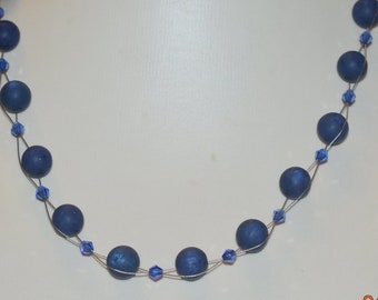 Original Preciosa Polaris Kristalle blau indigo Halskette Collier Kristallkette Polariskette Geschenk Mama Frau Freundin