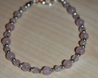 Gemstone bracelet rose quartz pink pearl bracelet arm jewelry bracelet gift mom wife girlfriend sister