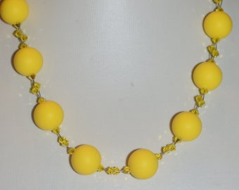 Pearl necklace chain necklace yellow silicone beads Swarovski gift mom wife girlfriend