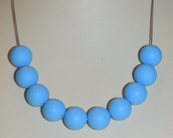 Pearl necklace chain necklace blue light blue silicone beads gift mom wife girlfriend