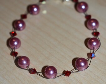 Armband Perlenarmband Armschmuck altrosa rot Swarovski Geschenk Mama Mutter Frau Freundin Verlobte Schwester Braut