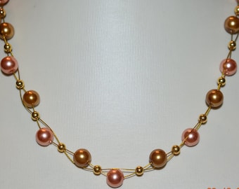 Halskette Collier Perlenkette Perlencollier gold rosègold