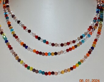 Long crystal necklace Preciosa crystal beads Bicone crystals colorful mix color gift wife girlfriend fiancee mom mother