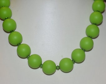Pearl necklace chain necklace green silicone beads Swarovski gift mom wife girlfriend