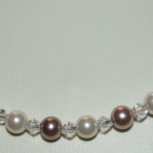 Perlenkette Kette Halskette Collier powder almond bronze weiß Muttertag Hochzeit Geschenk Bild 3
