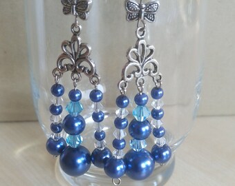 Chandeliers Swarovski Glass Wax Beads Wedding Mother's Day Earrings