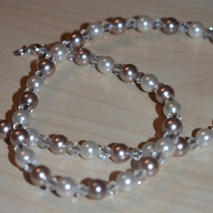 Perlenkette Kette Halskette Collier powder almond bronze weiß Muttertag Hochzeit Geschenk Bild 5